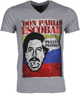 Local Fanatic T-shirt - Don Pablo Escobar - Grijs - Maat: M