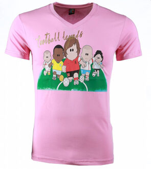 Local Fanatic T-shirt - Football Legends Print - Roze - Maat: L