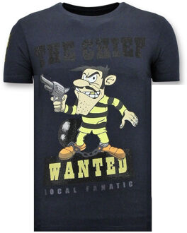 Local Fanatic T-Shirt Heren Opdruk - The Chief Wanted - Blauw - Maten: S