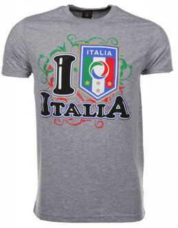 Local Fanatic T-shirt I Love Italia - Grijs - Maat XXL