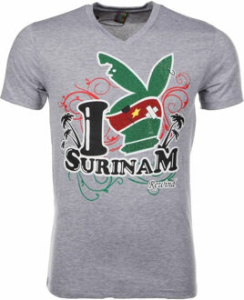 Local Fanatic T-shirt - I Love Suriname - Grijs - Maat L