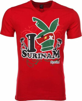 Local Fanatic T-shirt - I Love Suriname - Rood - Maat L
