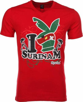 Local Fanatic T-shirt - I Love Suriname - Rood - Maat S