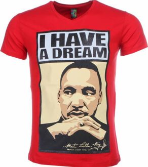 Local Fanatic T-shirt - Martin Luther King I Have A Dream Print - Rood - Maat: M