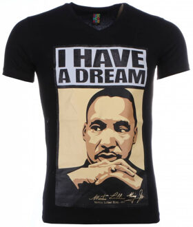 Local Fanatic T-shirt - Martin Luther King I Have A Dream Print - Zwart - Maat: XS