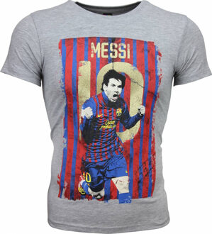 Local Fanatic T-shirt - Messi 10 Print - Grijs - Maten: L