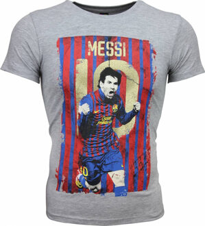 Local Fanatic T-shirt - Messi 10 Print - Grijs - Maten: M