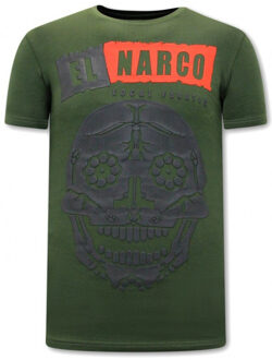 Local Fanatic T-shirt met opdruk el narco - maat S Groen
