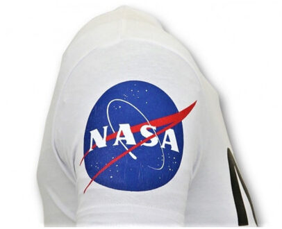 Local Fanatic T-shirt met opdruk nasa american flag shirt - maat S Wit
