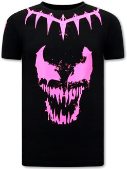Local Fanatic T-shirt met opdruk venom face neon Zwart