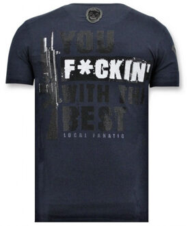 Local Fanatic T-shirt met print shooting duck gun - maat L Blauw