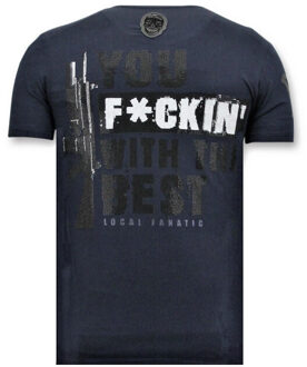 Local Fanatic T-shirt met print shooting duck gun - maat XXL Blauw