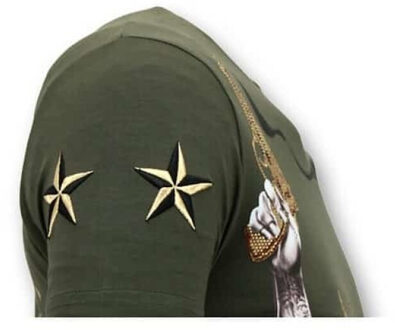 Local Fanatic T-shirt met rhinestone the rebel Groen - XXL