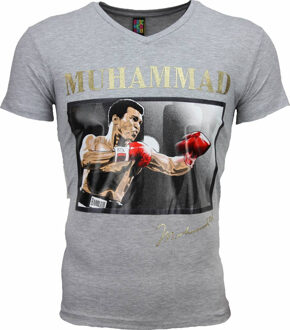 Local Fanatic T-shirt - Muhammad Ali Glossy Print - Grijs - Maten: L