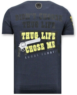 Local Fanatic T-shirt opdruk the chief wanted Blauw - XXL