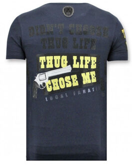 Local Fanatic T-shirt opdruk the chief wanted - maat M Blauw