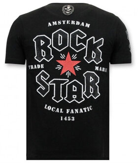 Local Fanatic T-shirt rock my world cat Zwart - L