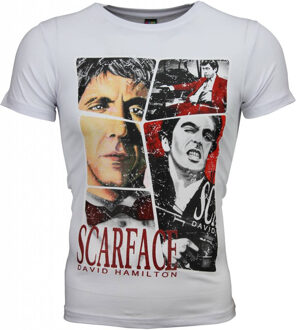 Local Fanatic T-shirt - Scarface Frame Print - Wit - Maten: XXL