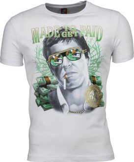 Local Fanatic T-shirt - Scarface Made To Get Paid Print - Wit - Maten: XL