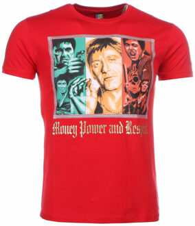 Local Fanatic T-shirt - Scarface Money Power Respect Print - Rood - Maat: M