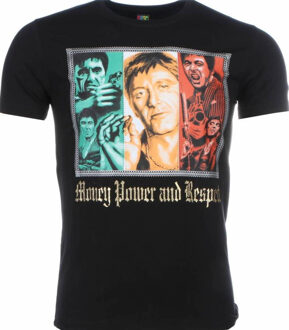 Local Fanatic T-shirt - Scarface Money Power Respect Print - Zwart - Maat: L