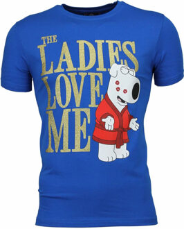 Local Fanatic T-shirt - The Ladies Love Me Print - Blauw - Maten: L