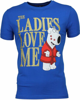 Local Fanatic T-shirt - The Ladies Love Me Print - Blauw - Maten: XL