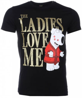 Local Fanatic T-shirt - The Ladies Love Me Print - Zwart - Maten: M