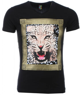 Local Fanatic T-shirt - Tijger Print - Zwart - Maat: XL