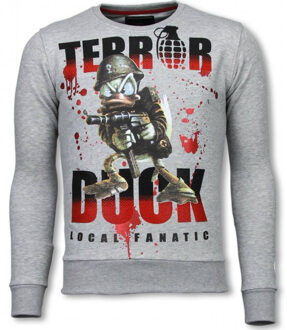 Local Fanatic Terror Duck - Rhinestone Sweater - Grijs - Maten: S
