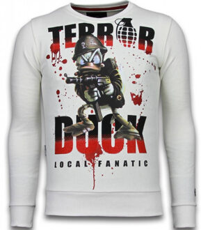 Local Fanatic Terror Duck - Rhinestone Sweater - Wit - Maten: L