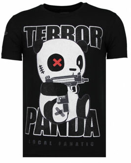 Local Fanatic Terror Panda - Rhinestone T-shirt - Zwart - Maten: M