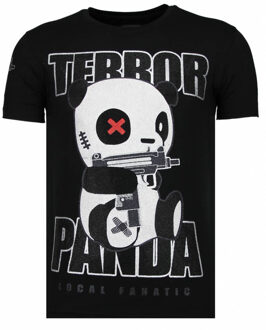 Local Fanatic Terror Panda - Rhinestone T-shirt - Zwart - Maten: XXL