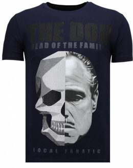 Local Fanatic The Don Skull - Rhinestone T-shirt - Navy - Maten: L