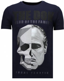 Local Fanatic The Don Skull - Rhinestone T-shirt - Navy - Maten: XXL