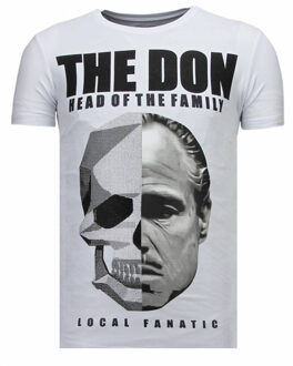 Local Fanatic The Don Skull - Rhinestone T-shirt - Wit - Maten: L