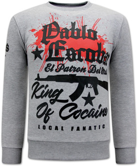 Local Fanatic The king of cocaine pablo escobar sweater Grijs - L