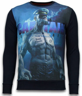 Local Fanatic The Sailor Man - Digital Rhinestone Sweater - Zwart - Maten: L