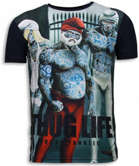 Local Fanatic Thug Life - Digital Rhinestone T-shirt - Navy - Maten: M