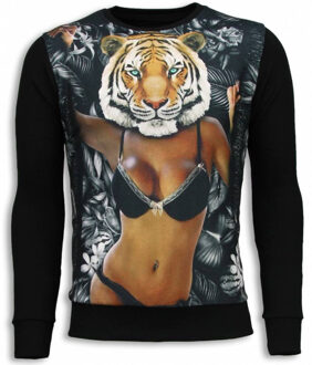 Local Fanatic Tiger Chick - Sweater - Zwart - Maten: L