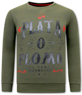 Local Fanatic Trui met print plata o plomo Groen - S