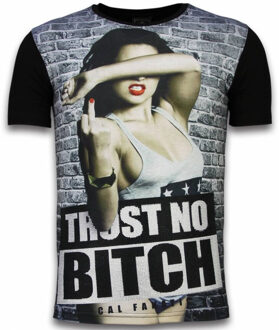 Local Fanatic Trust No Bitch - Digital Rhinestone T-shirt - Zwart - Maten: XL