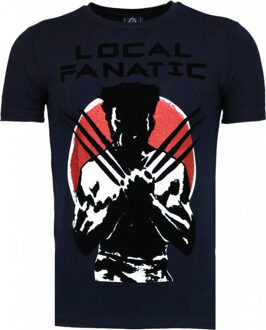 Local Fanatic Wolverine - Flockprint T-shirt - Navy - Maten: L