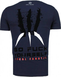 Local Fanatic Wolverine - Flockprint T-shirt - Navy - Maten: XL