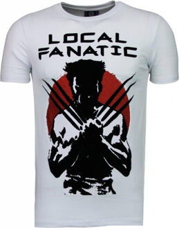 Local Fanatic Wolverine - Flockprint T-shirt - Wit - Maten: L