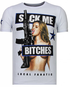 Local Fanatic Young Rich Famous - Rhinestone T-shirt - Wit - Maten: L