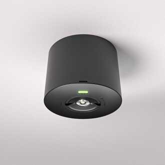 Locus - Noodverlichting opbouwspot zwart - 2 Watt 300 Lumen - 6000K daglicht wit - IP20 stofdicht - Met testknop