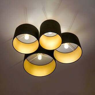 Lodge plafondlamp, 4-lamps, zwart/goud zwart, goud