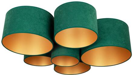Lodge plafondlamp, 6-lamps, groen/goud groen, goud