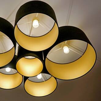 Lodge plafondlamp, 6-lamps, zwart/goud zwart, goud